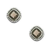 Sterling Silver Circle Earring with Smokey Topaz Gem